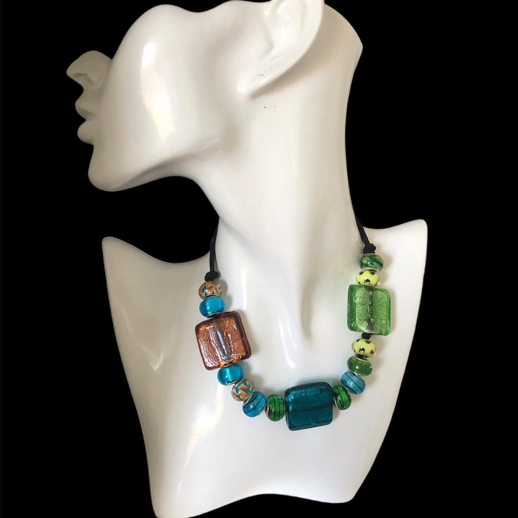 Colourful Glass Statement Necklace Silver Chamber Jewellery Store