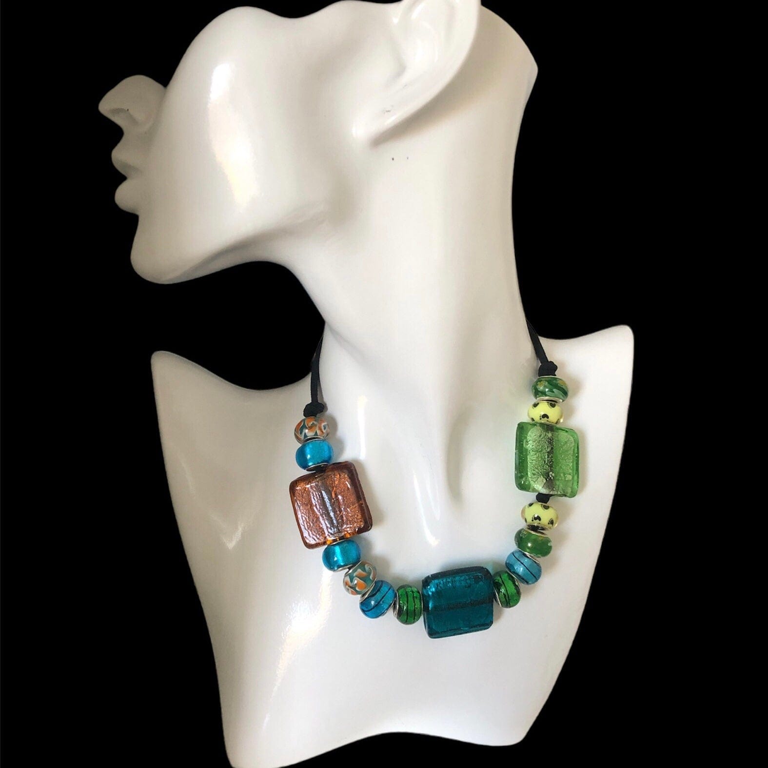 Colourful Glass Statement Necklace Silver Chamber Jewellery Store