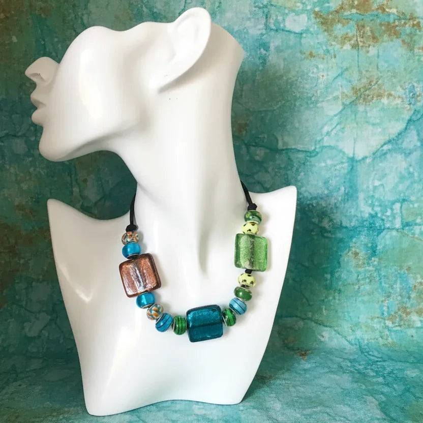 Colourful Glass Statement Necklace - Silver Chamber Jewellery Store