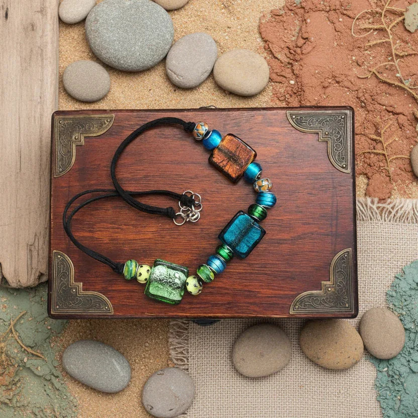 Colourful Glass Statement Necklace - Silver Chamber Jewellery Store