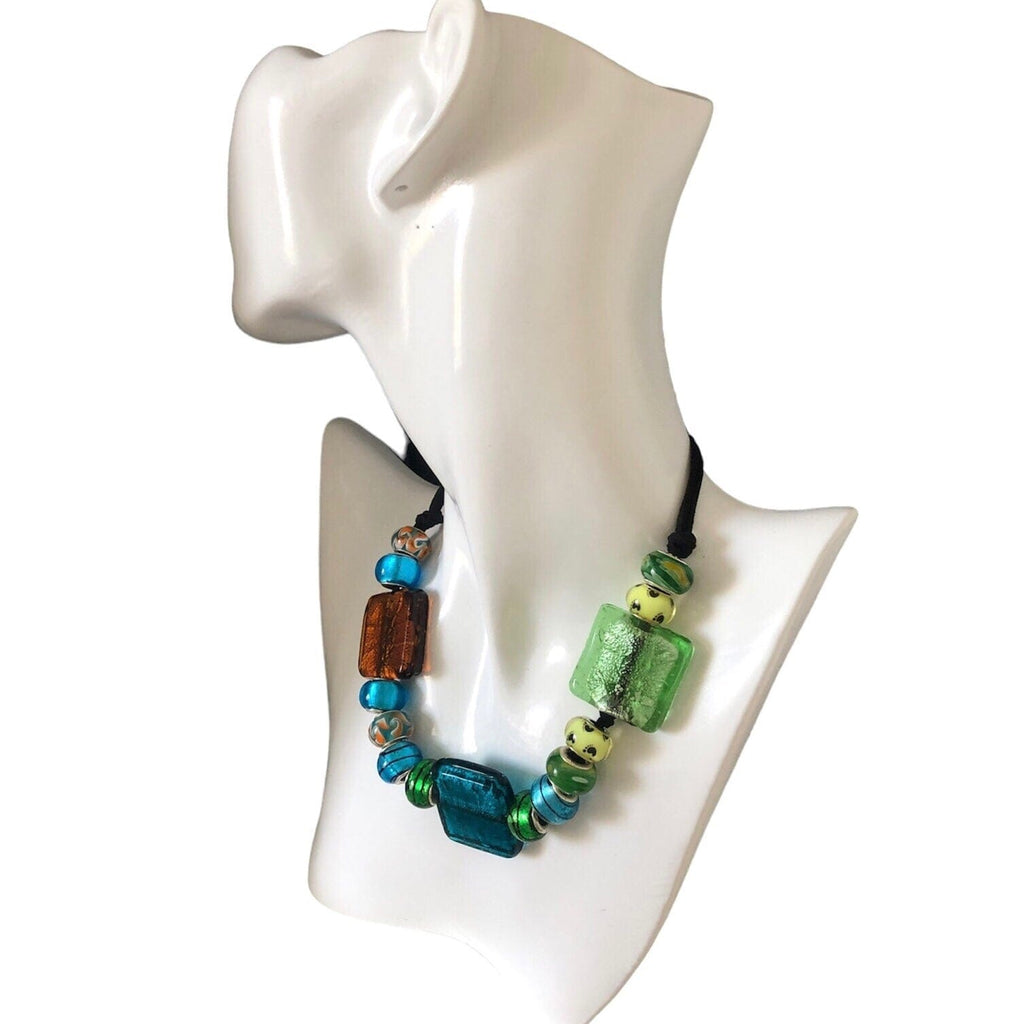 Colourful Glass Statement Necklace Silver Chamber Jewellery Store