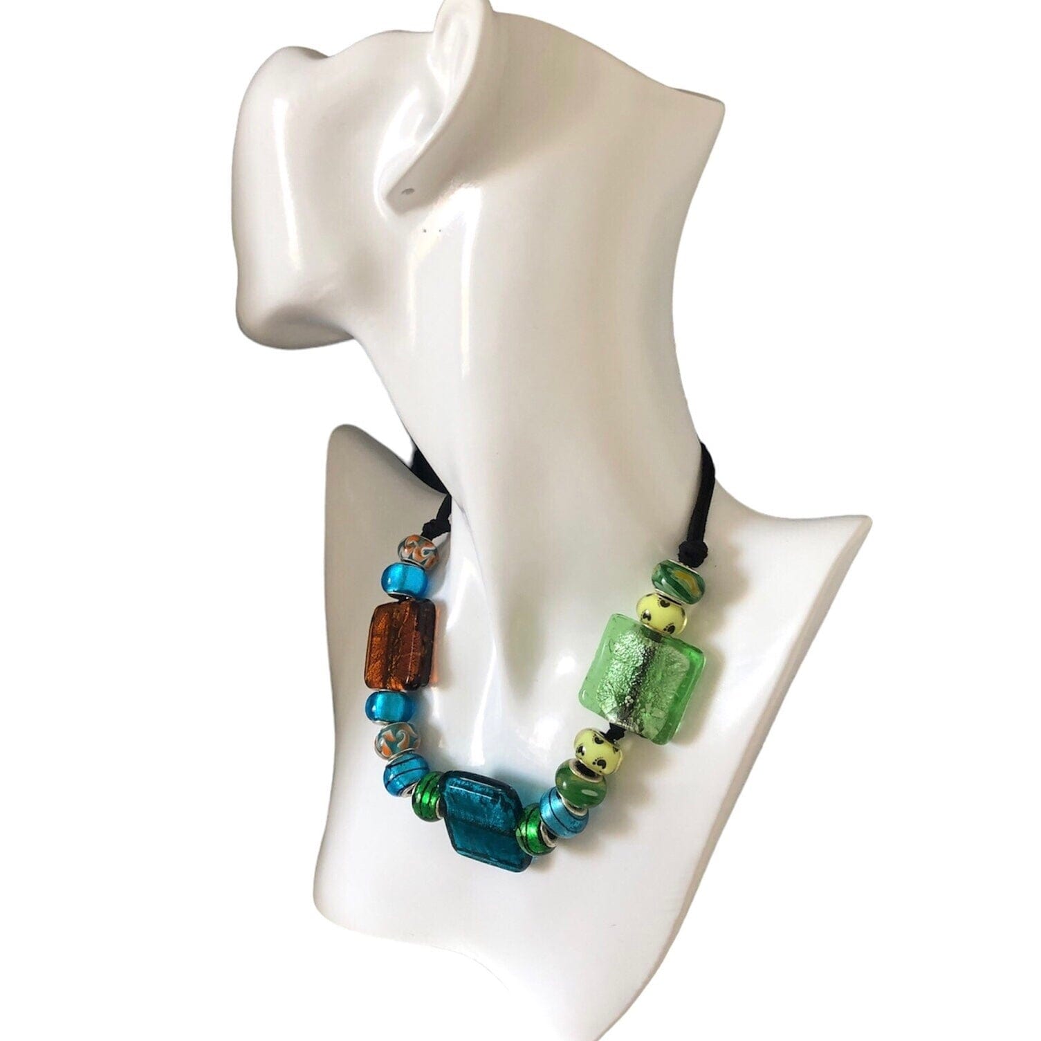 Colourful Glass Statement Necklace Silver Chamber Jewellery Store