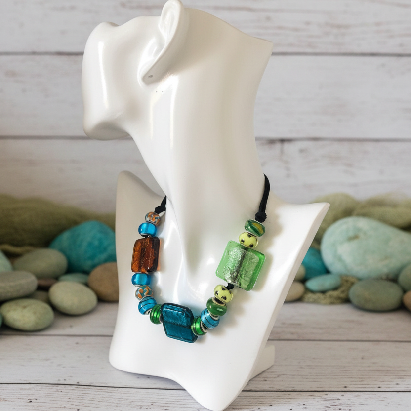 Colourful Glass Statement Necklace