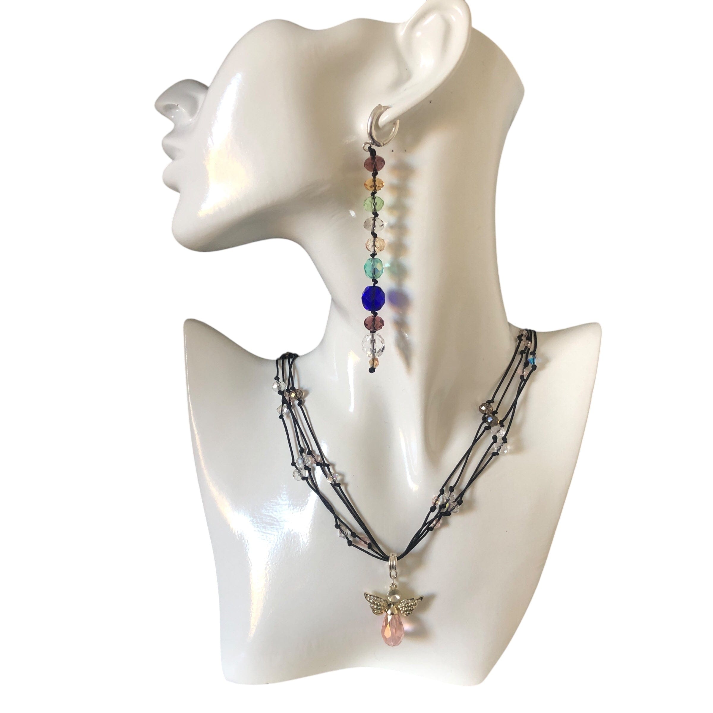 Crystal Angel Beaded Necklace Silver Chamber Jewellery Store