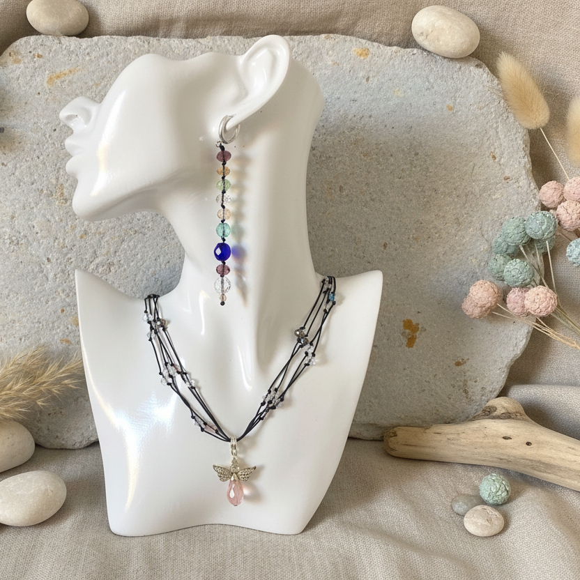 Crystal Angel Beaded Necklace Silver Chamber Jewellery Store