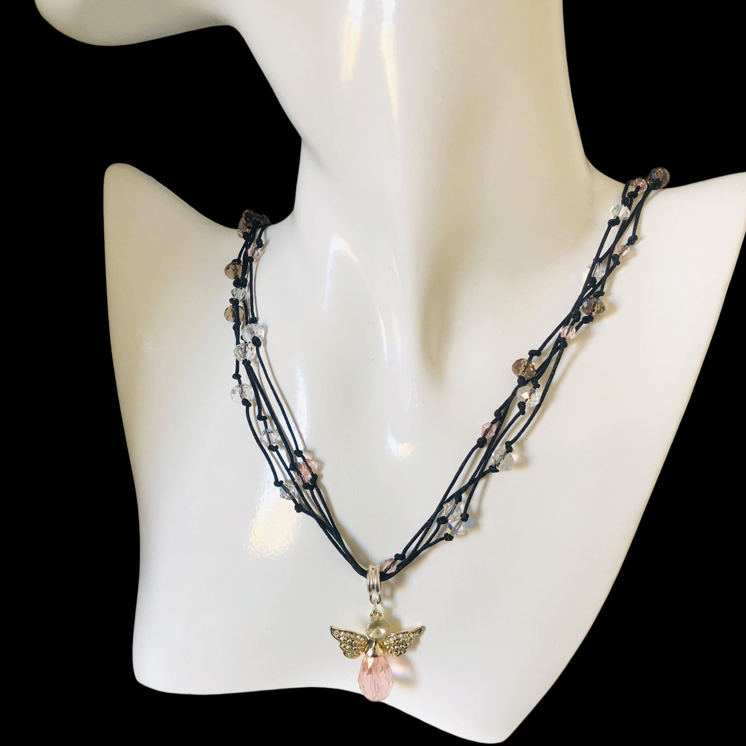 Crystal Angel Beaded Necklace Silver Chamber Jewellery Store