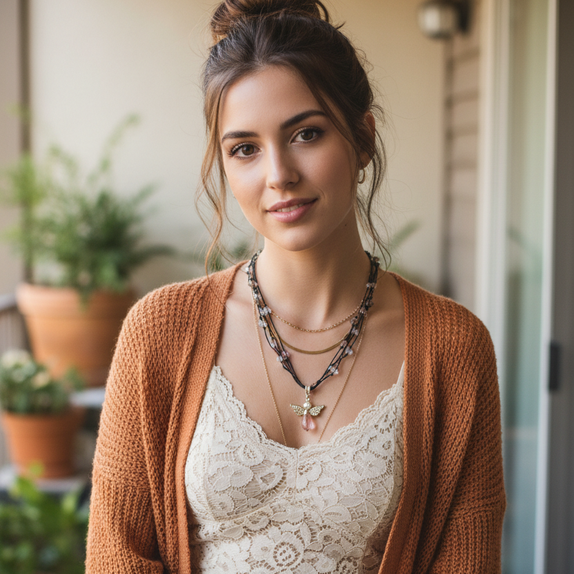 Crystal Angel Beaded Necklace Silver Chamber Jewellery Store