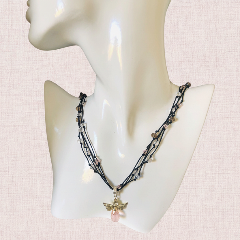 Crystal Angel Beaded Necklace Silver Chamber Jewellery Store
