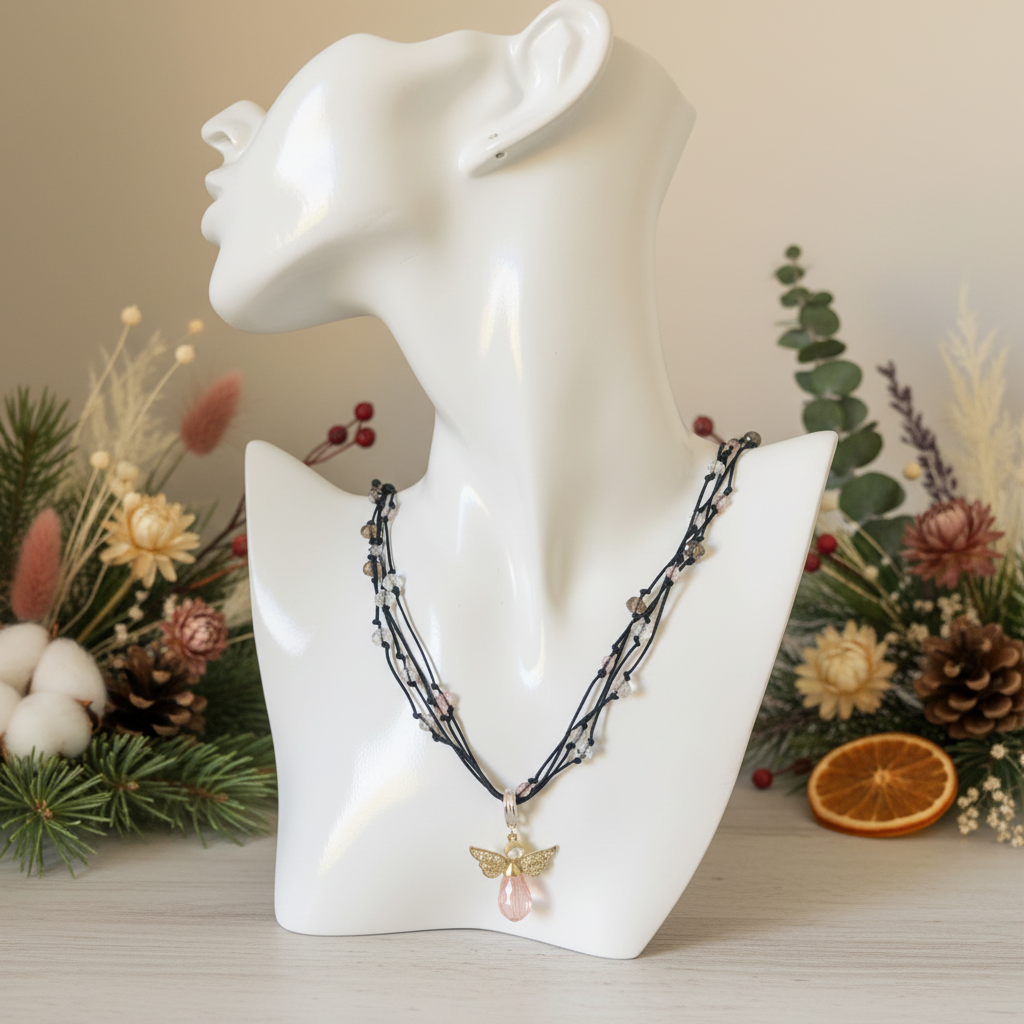 Crystal Angel Beaded Necklace - Silver Chamber Jewellery Store