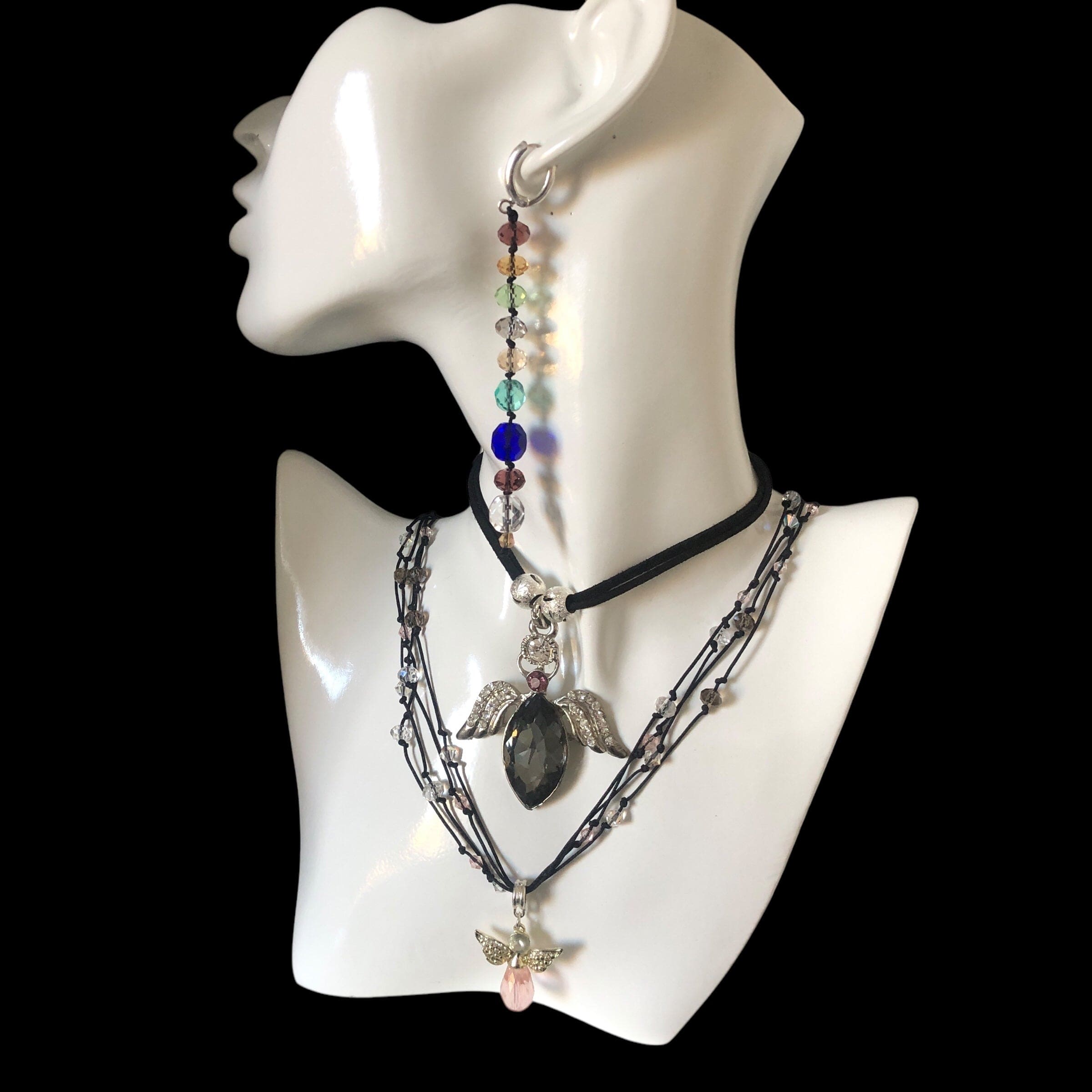 Crystal Angel Beaded Necklace Silver Chamber Jewellery Store