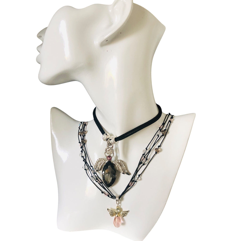 Crystal Angel Beaded Necklace Silver Chamber Jewellery Store