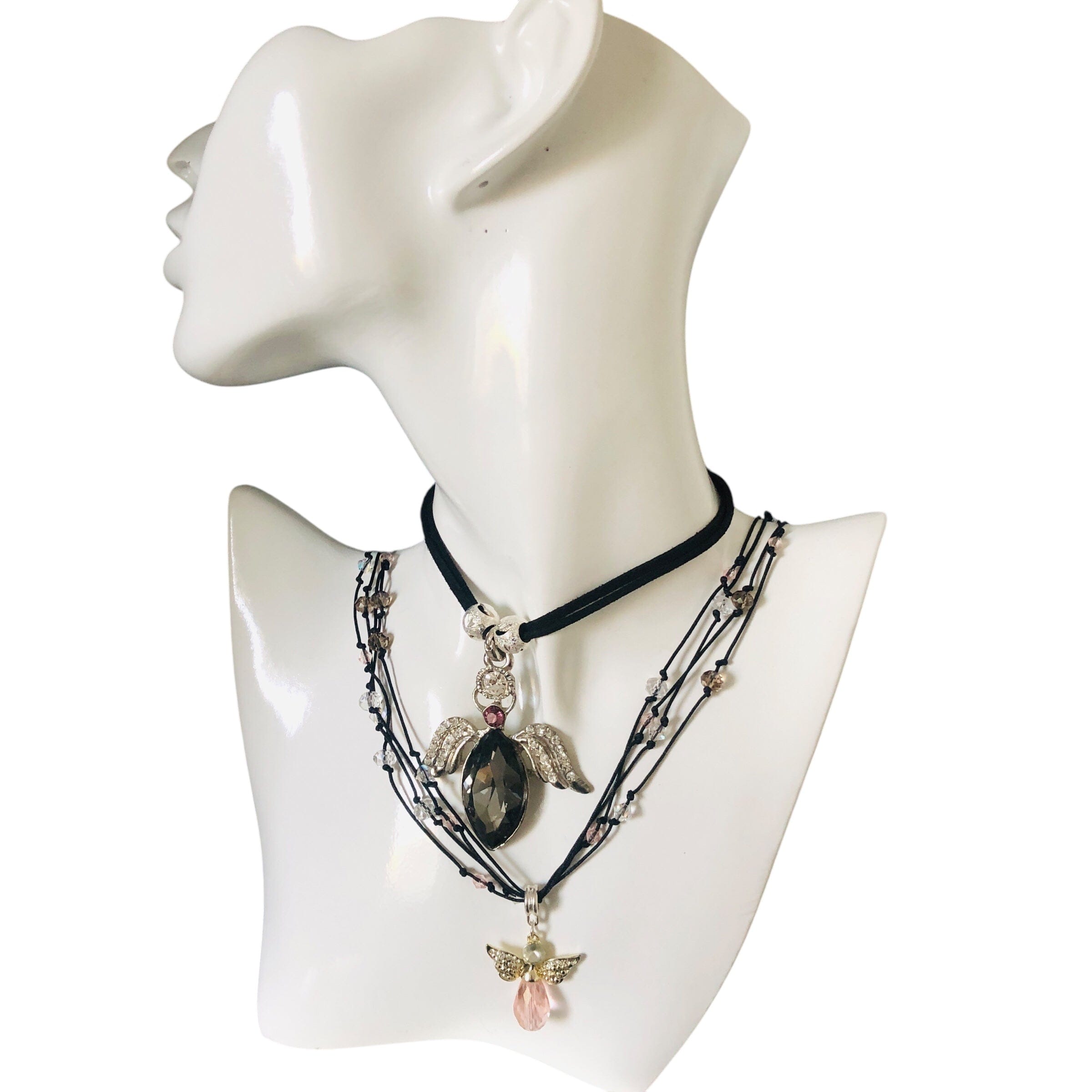Crystal Angel Beaded Necklace Silver Chamber Jewellery Store