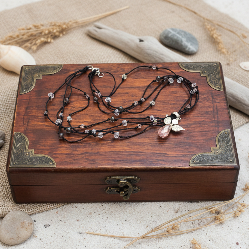 Crystal Angel Beaded Necklace Silver Chamber Jewellery Store