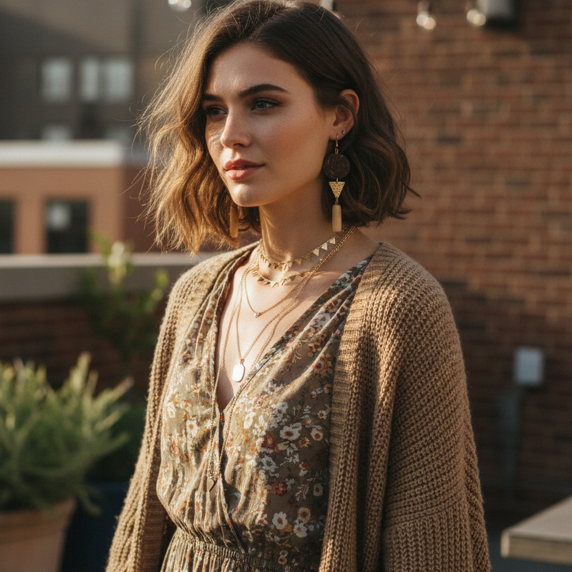 Exotic Wood Gold Plated Dangle Earrings