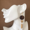 Exotic Wood Gold Plated Dangle Earrings