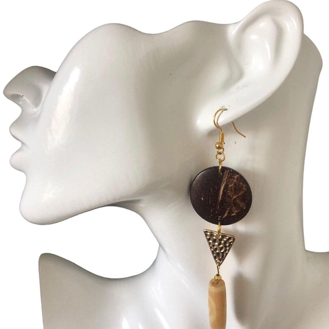 Exotic Wood Gold Plated Dangle Earrings Silver Chamber Jewellery Store