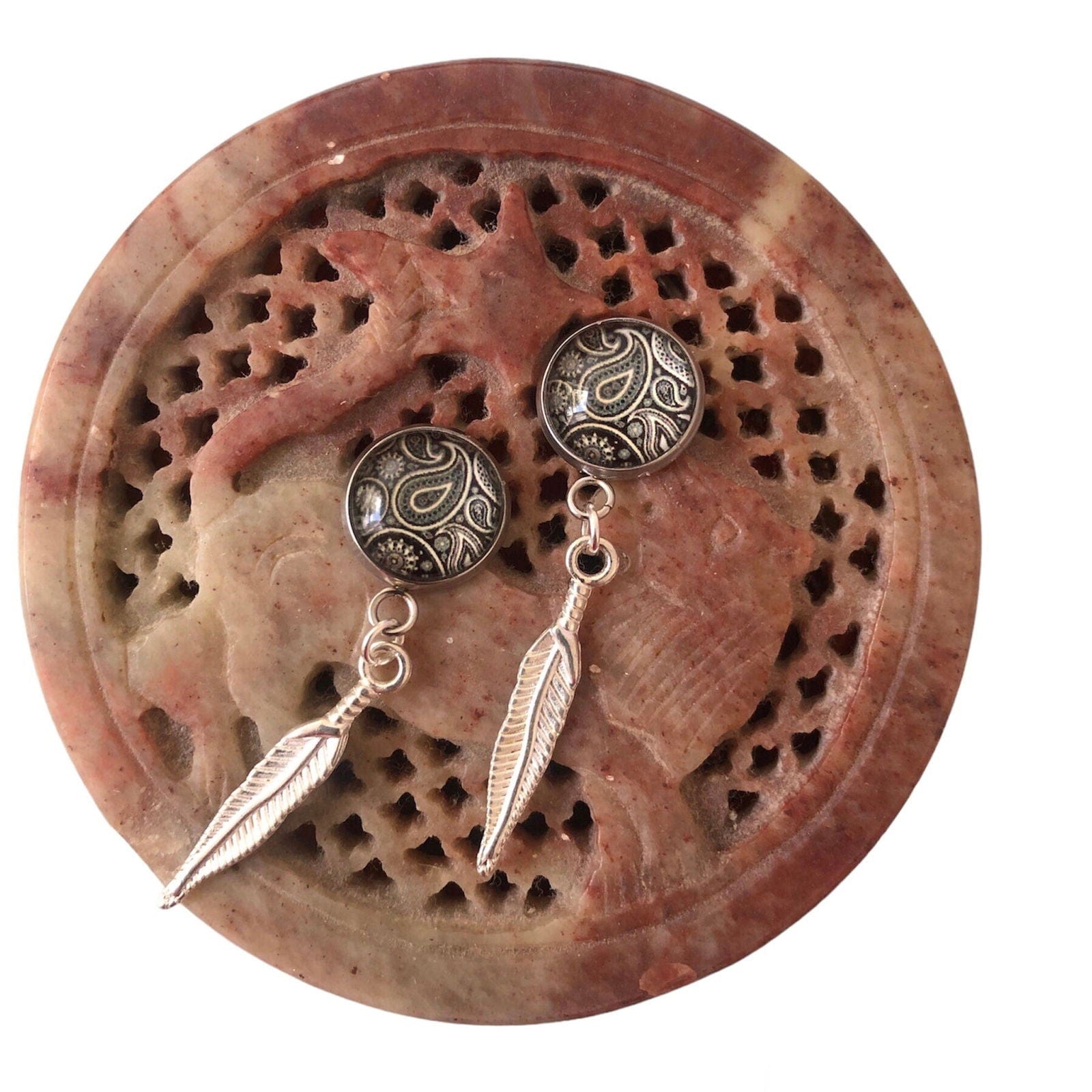 Feathers Silver plated Stud Earrings Silver Chamber Jewellery Store