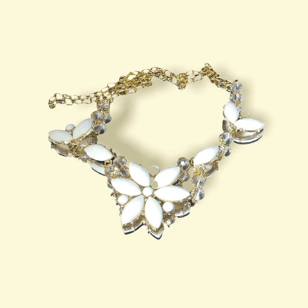 Flowery Vintage Style Bib Necklace Silver Chamber Jewellery Store