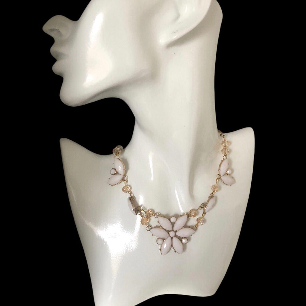 Flowery Vintage Style Bib Necklace Silver Chamber Jewellery Store