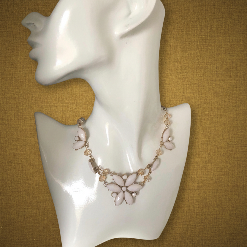 Flowery Vintage Style Bib Necklace