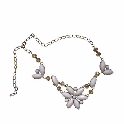 Flowery Vintage Style Bib Necklace Silver Chamber Jewellery Store