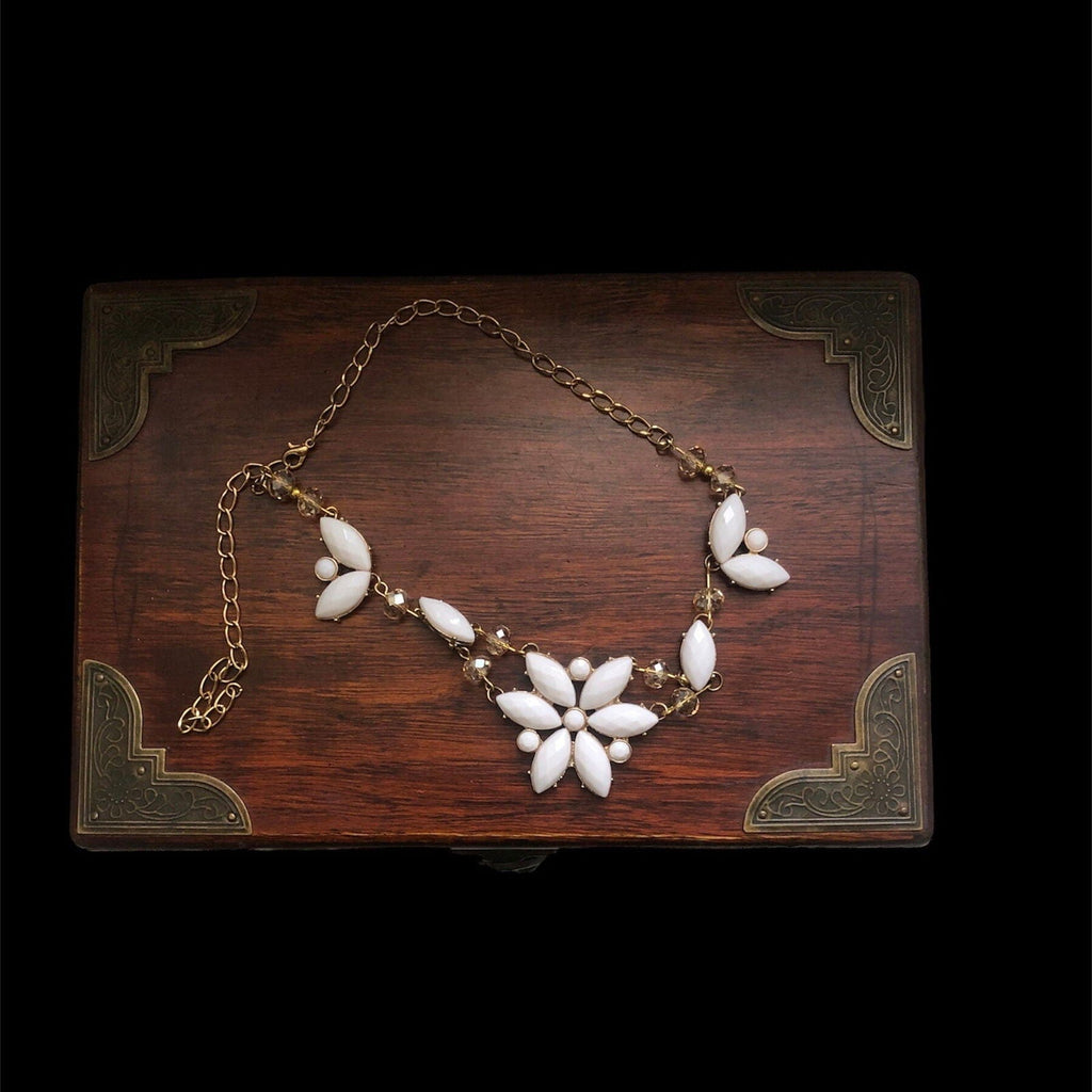 Flowery Vintage Style Bib Necklace Silver Chamber Jewellery Store