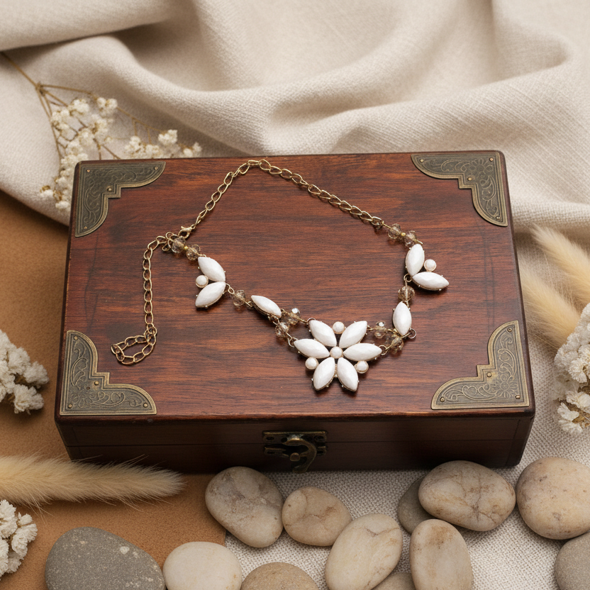 Flowery Vintage Style Bib Necklace Silver Chamber Jewellery Store