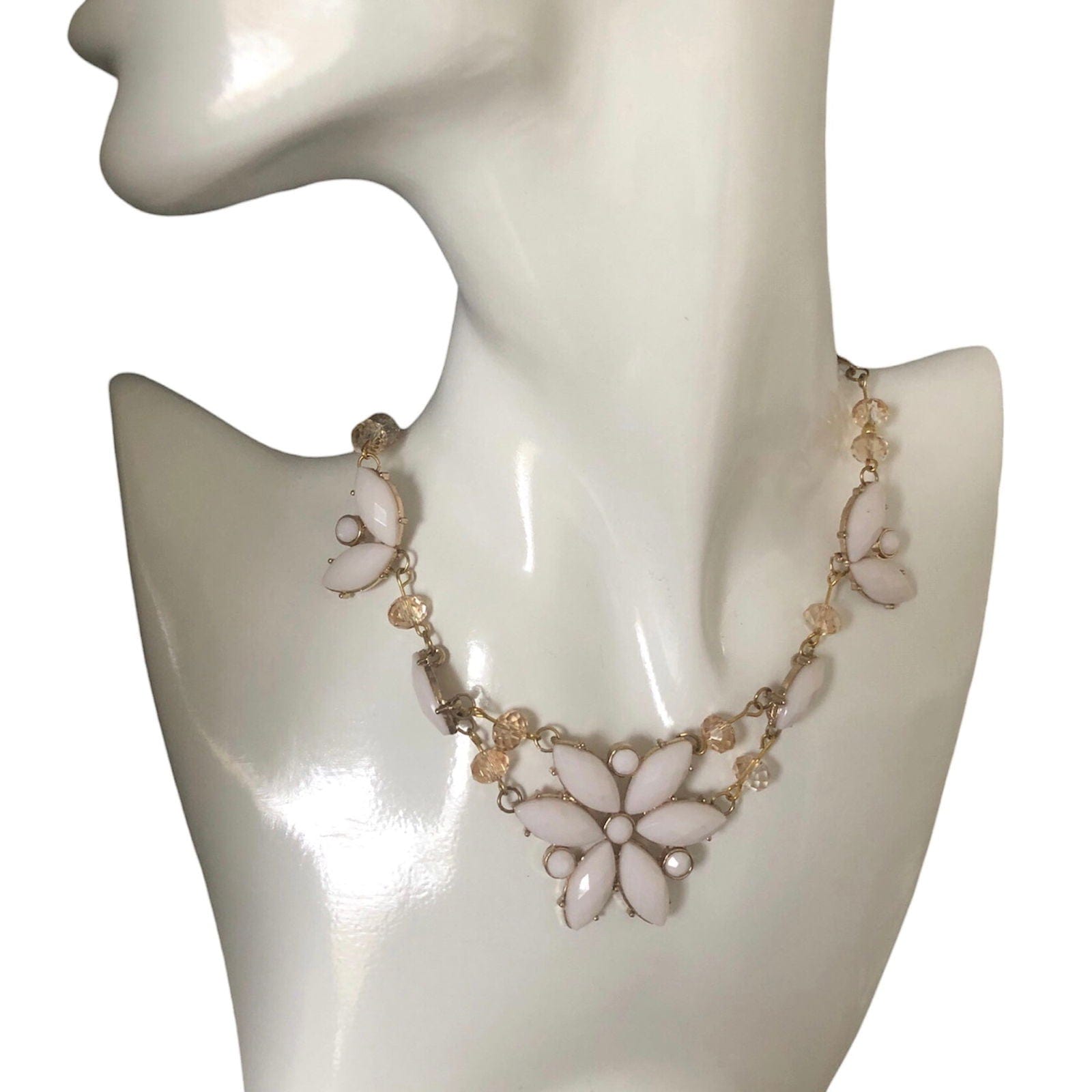 Flowery Vintage Style Bib Necklace Silver Chamber Jewellery Store
