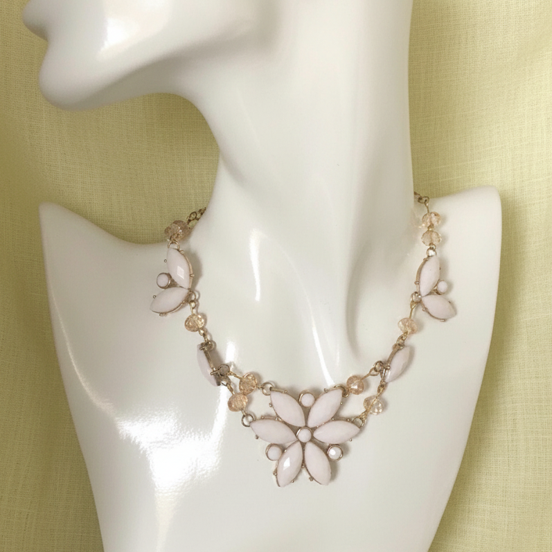 Flowery Vintage Style Bib Necklace Silver Chamber Jewellery Store