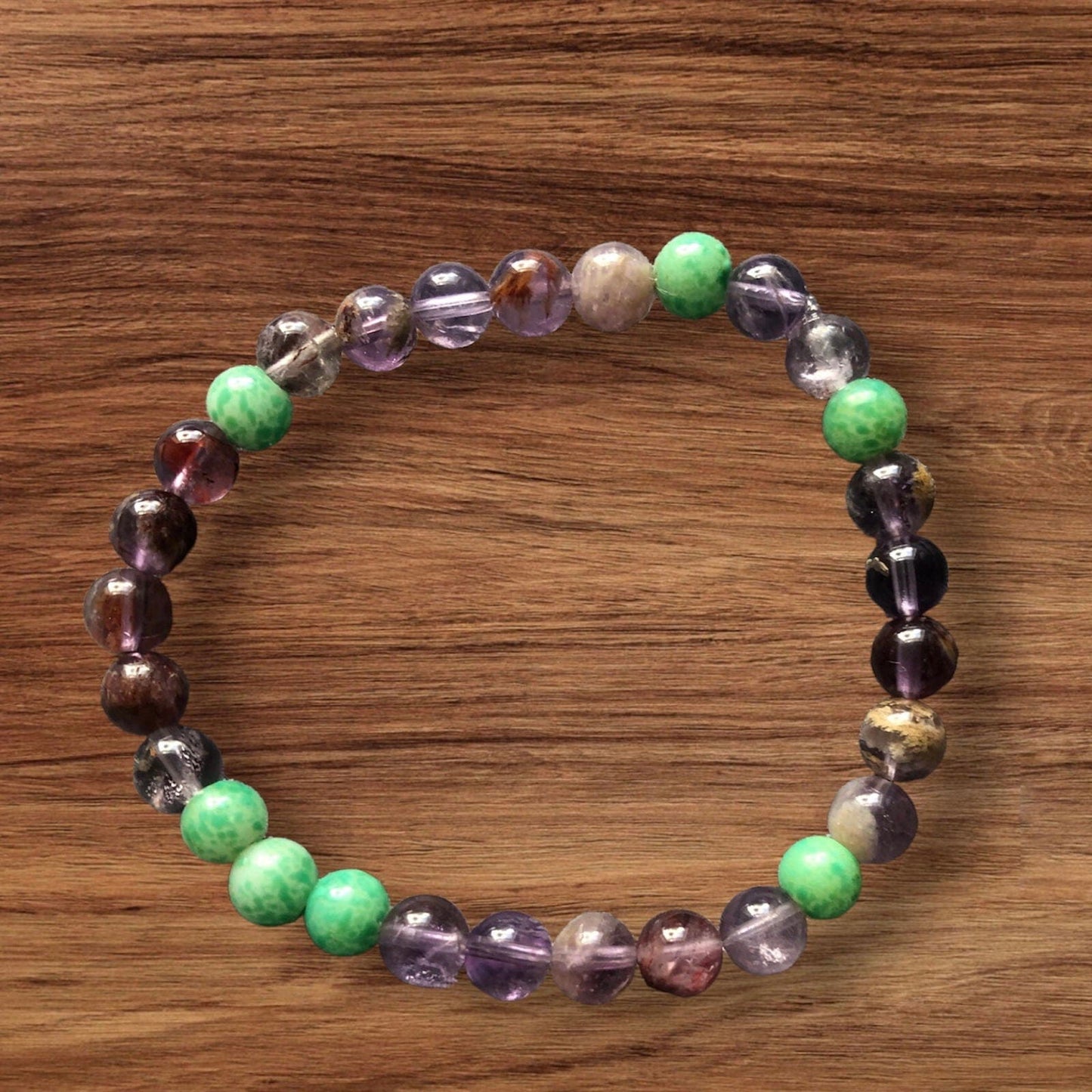 Fluorite and Green Jade Beaded Bracelet Silver Chamber Jewellery Store