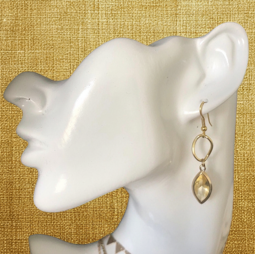 Gold Plated Drop Earrings with Crystal