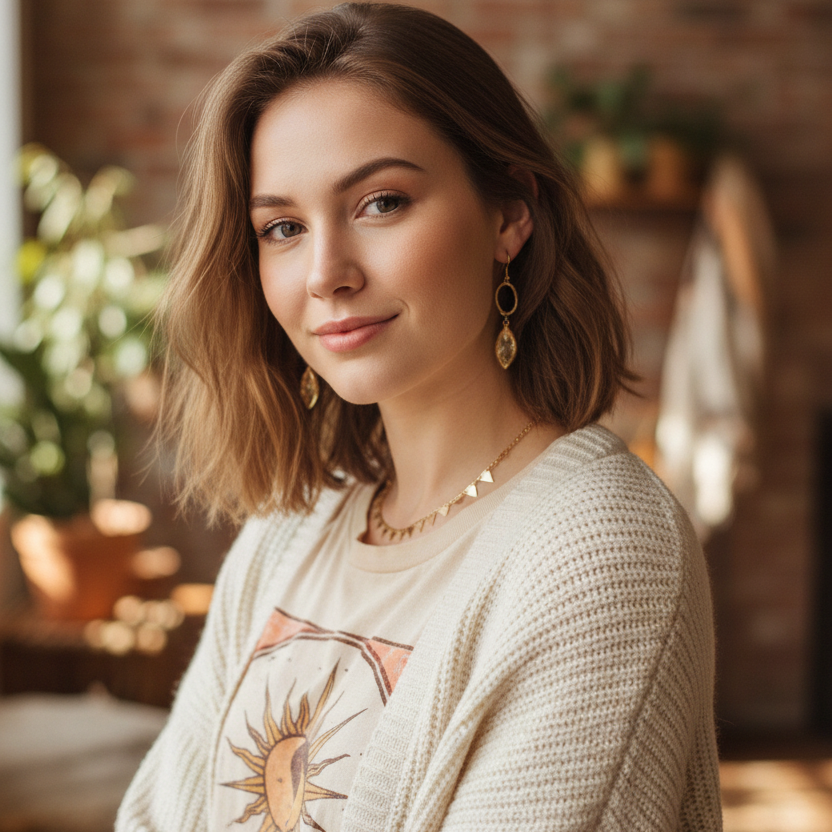 Gold Plated Drop Earrings with Crystal