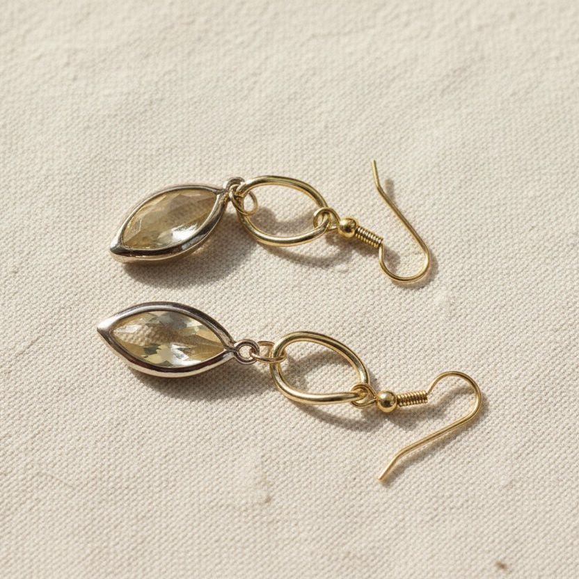 Gold Plated Drop Earrings with Crystal