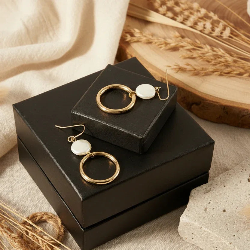 Gold-plated Hoop Earrings With Pearls - Silver Chamber Jewellery Store