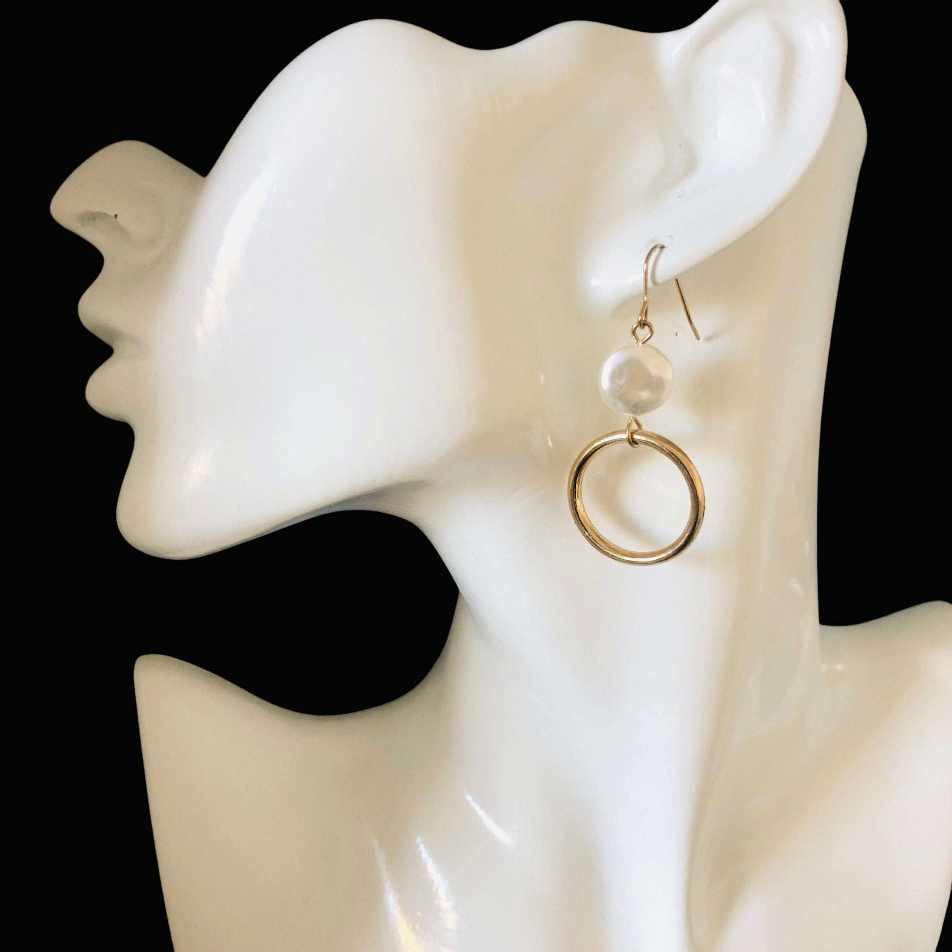 Gold-plated Hoop Earrings With Pearls Silver Chamber Jewellery Store