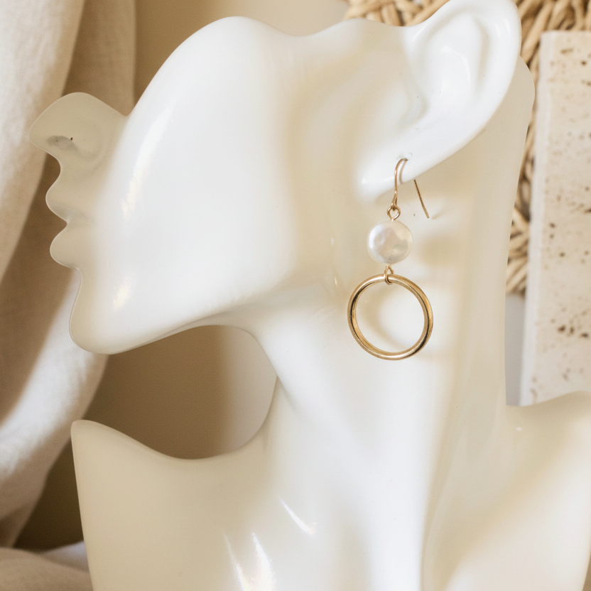 Gold-plated Hoop Earrings With Pearls Silver Chamber Jewellery Store