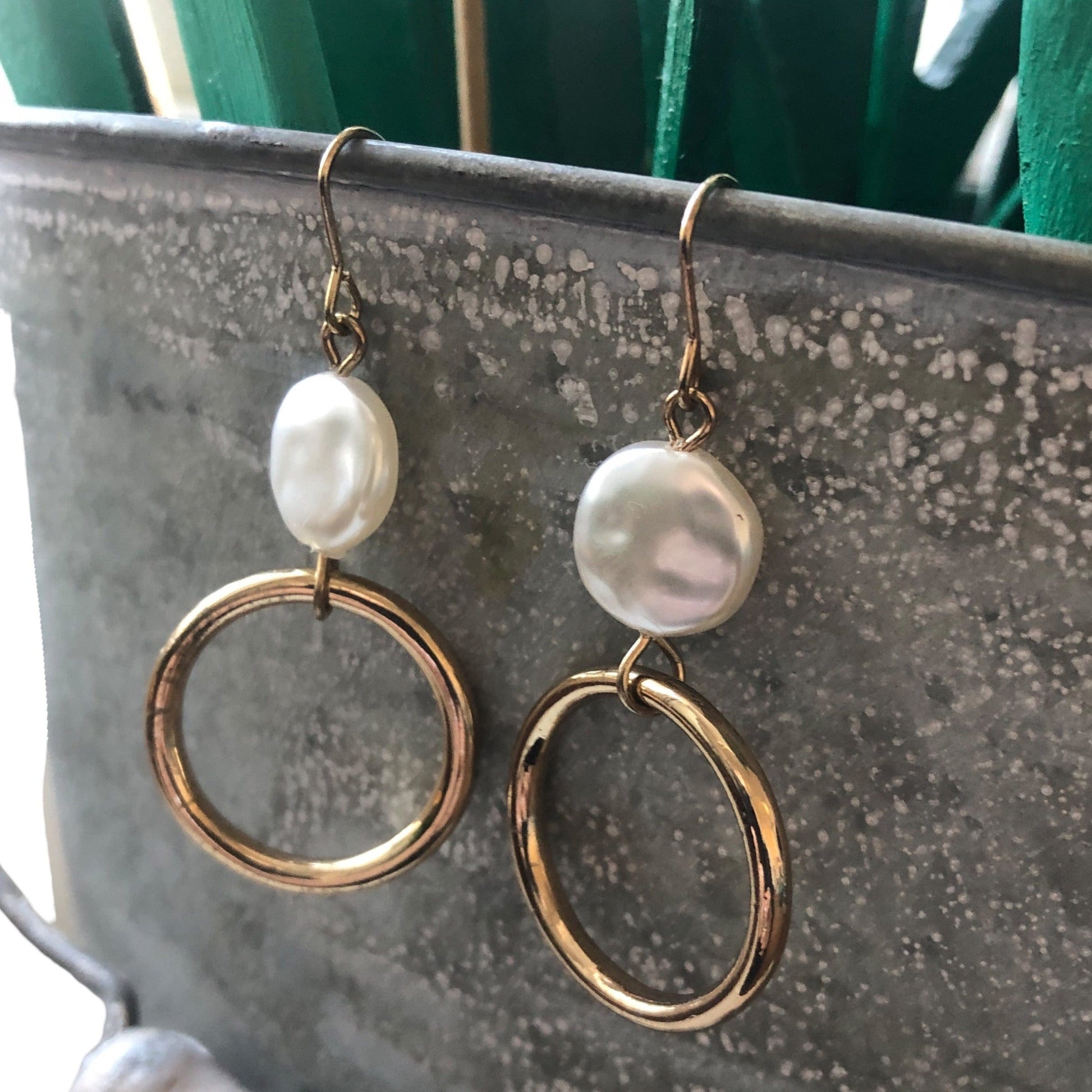 Gold-plated Hoop Earrings With Pearls Silver Chamber Jewellery Store