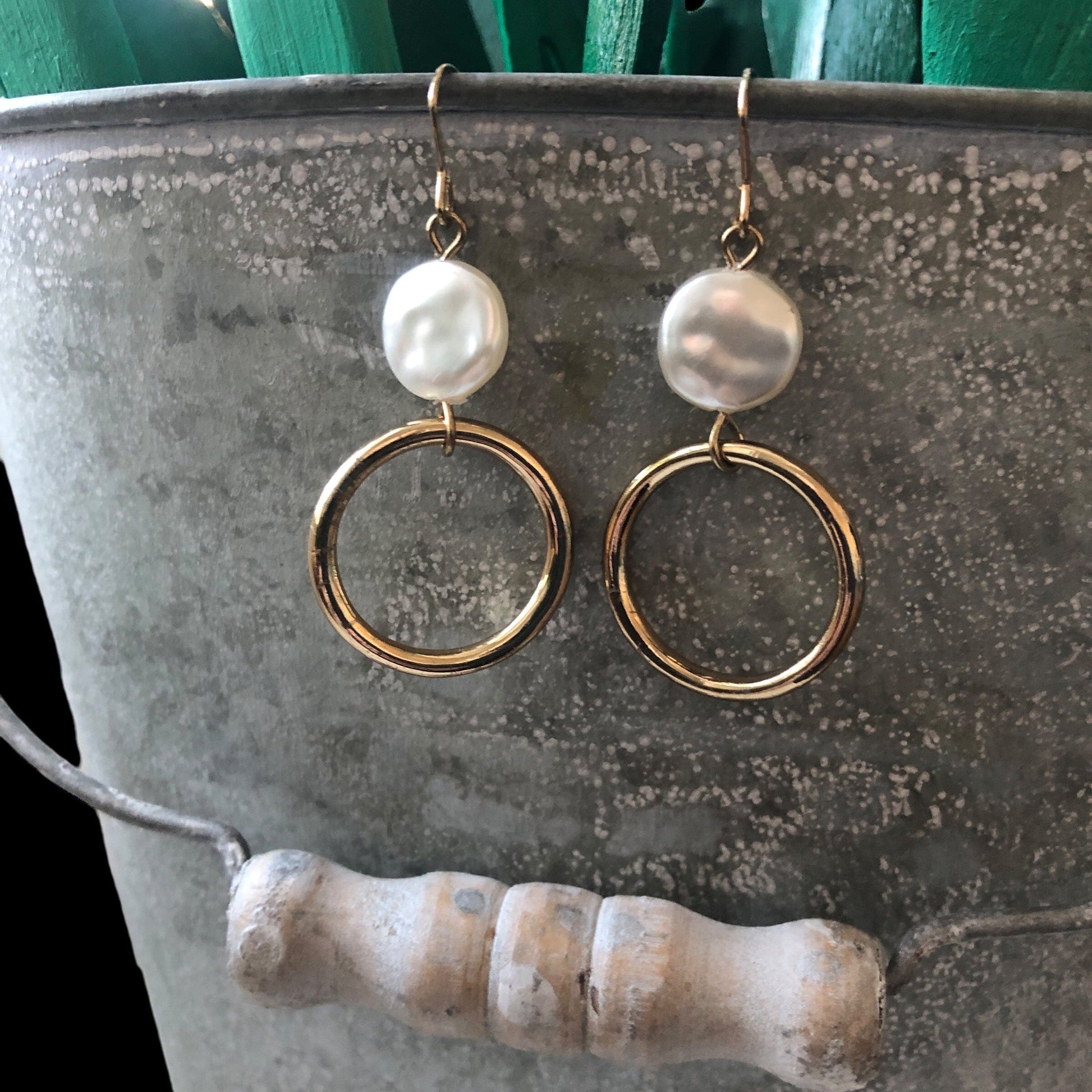 Gold-plated Hoop Earrings With Pearls Silver Chamber Jewellery Store