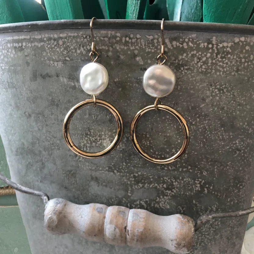 Gold-plated Hoop Earrings With Pearls - Silver Chamber Jewellery Store