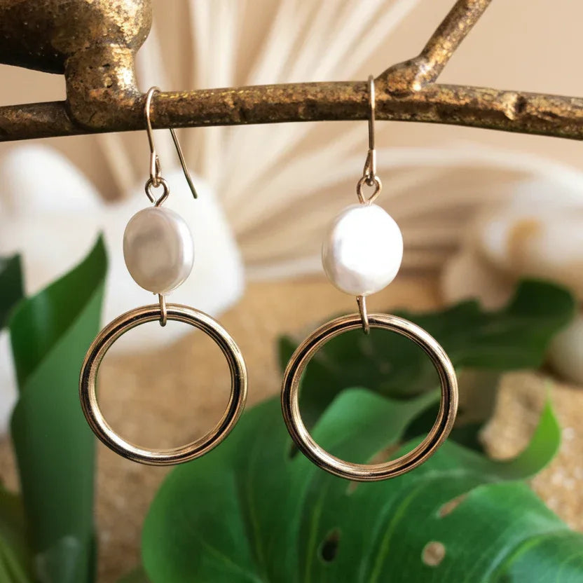 Gold-plated Hoop Earrings With Pearls - Silver Chamber Jewellery Store