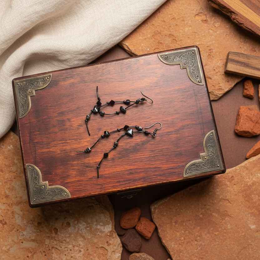 Gothic Long Black Leather Earrings