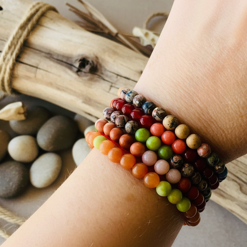 Green Agate and leopard skin jasper beaded bracelet