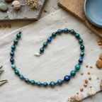 Green and blue lapis lazuli beaded choker necklace