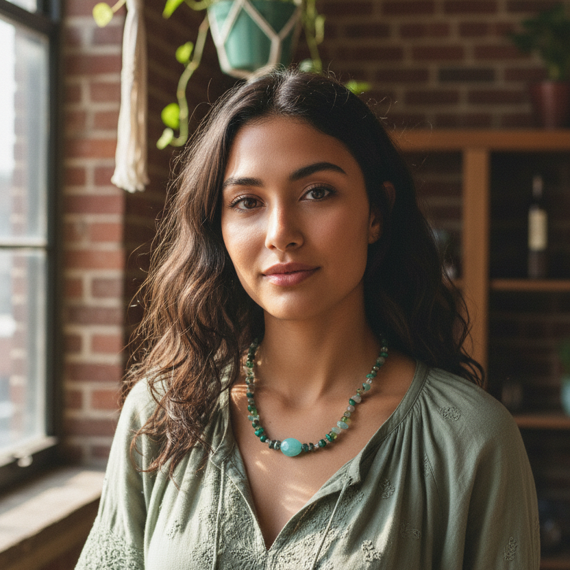 Green Natural Stones Choker Necklace