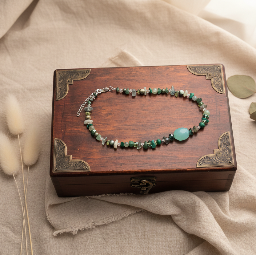 Green Natural Stones Choker Necklace