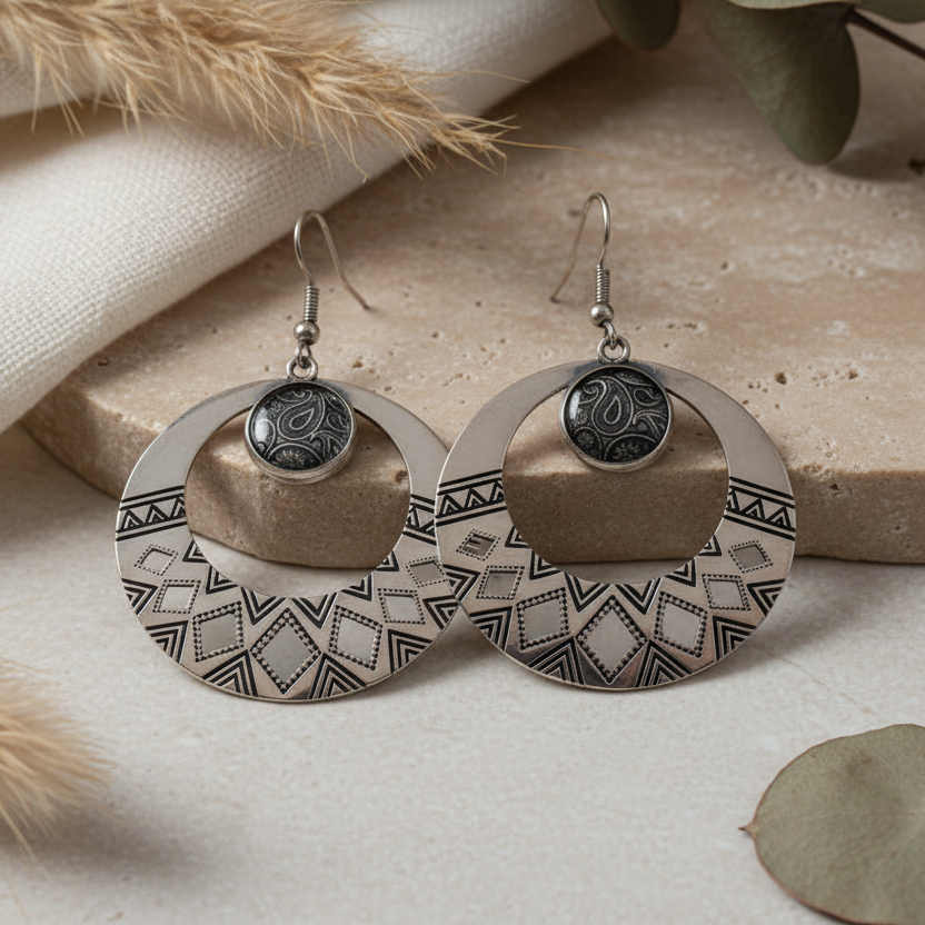 Handmade Bohemian Metal Hoops