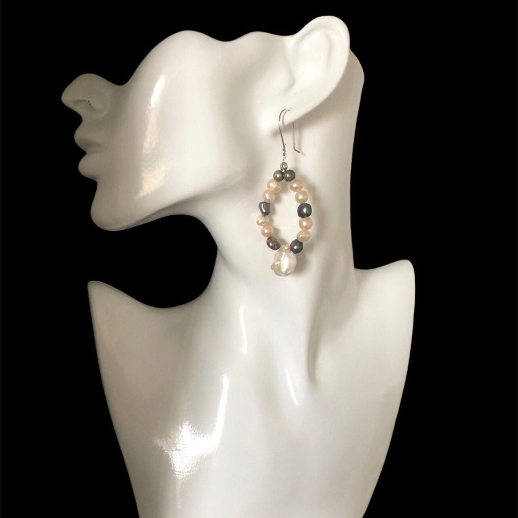 Handmade Freshwater Pearls Dangle Earrings Silver Chamber Jewellery Store