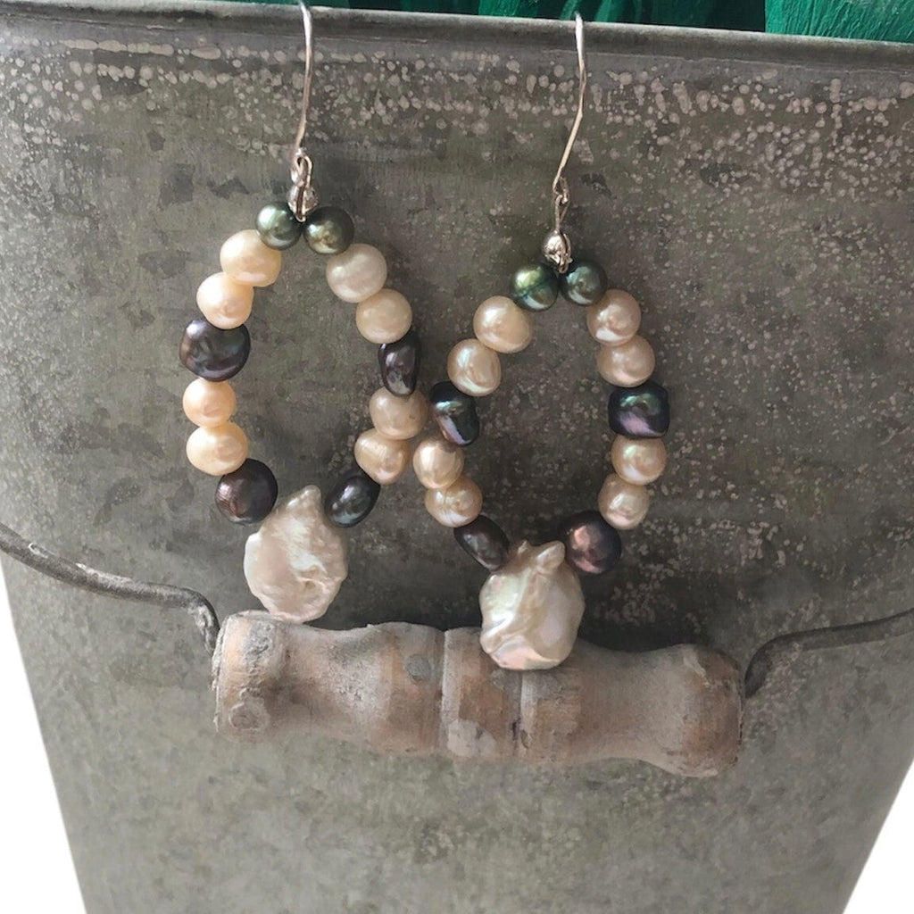 Handmade Freshwater Pearls Dangle Earrings Silver Chamber Jewellery Store