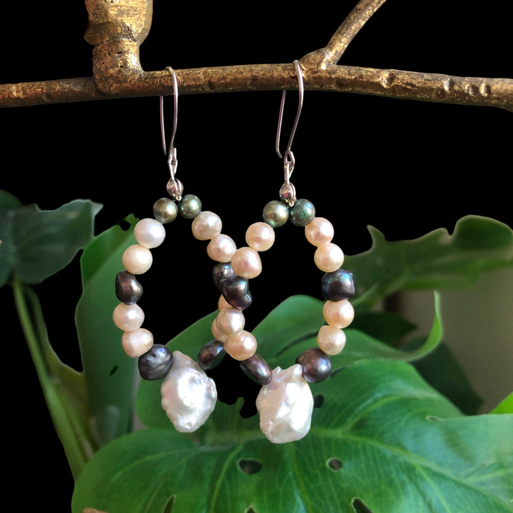 Handmade Freshwater Pearls Dangle Earrings Silver Chamber Jewellery Store