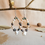 925 silver and Freshwater pearls dangle earrings